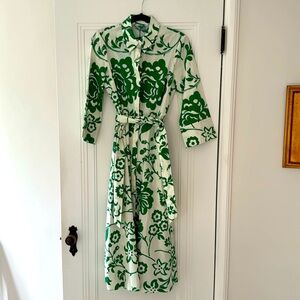 Zara spring/summer green and white dress.
